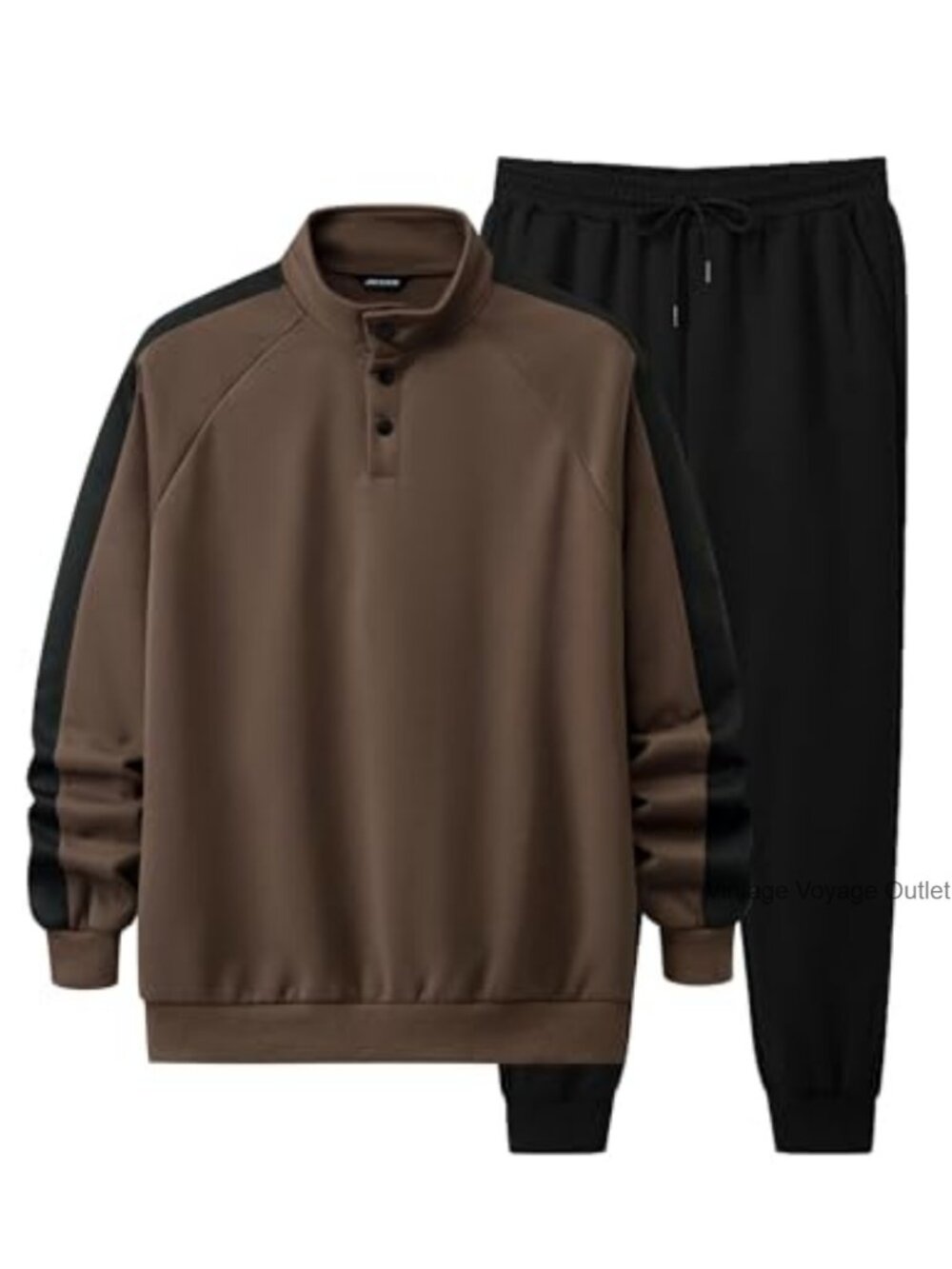2 Piece Casual Set Quarter Button Sweatshirt & Joggers Sweatpants Tracksuit